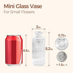 ComSaf Small Vases for Flowers Mini Clear Glass Bud Vases in Bulk, 5.2 inch Tall Mini Flower Vase, Vases for Centerpiece, Ribbed Vase, Wedding Table Ceterpiece, Home Decor, Housewarming Gift (Clear) - size: 6 Pcs