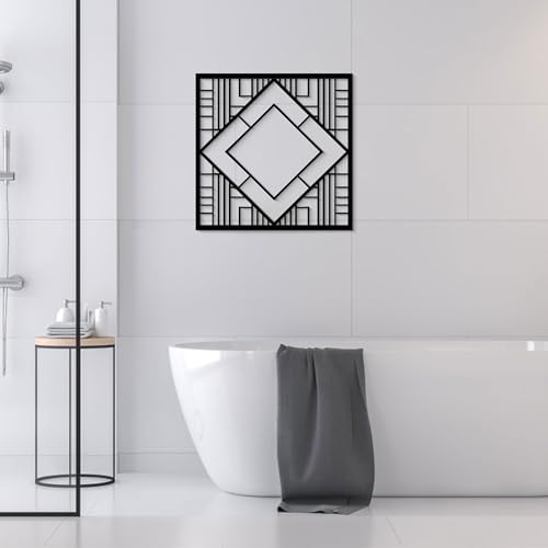 GlintHome Black Metal Wall Art - Minimalist 3D Textured Modern Abstract Sculptures Wall Art for Bathroom Office Living Room Garden Bedroom Home Decor - color: Black-010, size: Small