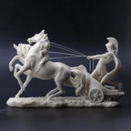 Veronese Design 10 1/4 Inch Roman Centurion on Two Horse Chariot Statue Resin Marble White Finish