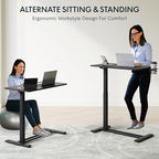 FLEXISPOT H7 Adjustable Overbed Bedside Table with Wheels Pneumatic Mobile Standing Desk Laptop Desk Rolling Computer Cart Movable Overbed Table Hospital Home Use(31.5" W x 17.7" D, Black Large) - color: Black, size: Large
