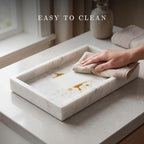 Bey-Berk White Marble Napkin Holder, 5.75"L x 1.75"W x 9"H - Guest Towel Tray for Bathroom, Kitchen Counter, and Outdoor Use - color: White