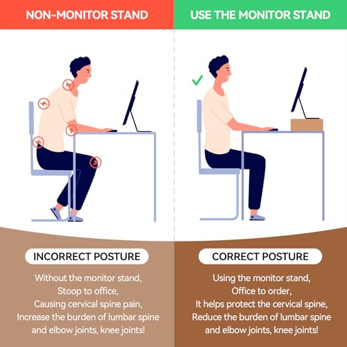 KIRIGEN Wooden Computer Stand - Monitor Arms, Laptop & TV Stand - Workspace Platform (59, Natural) - color: Natural, size: 59cm
