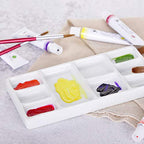 VanEnjoy White Square Ceramic Artist Paint Palette,Porcelain Watercolor Palette,Ceramic Mixing Tray for Watercolor Gouache Painting