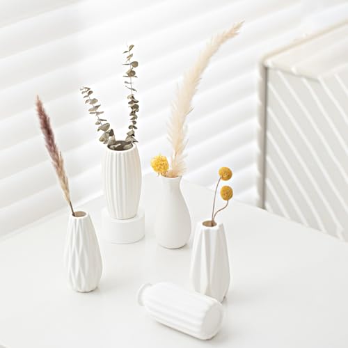White Ceramic Vase Set of 12,Small Vases in Bulk for Flowers,Mini Vases for Centerpieces,Modern for Floral and Pampas Grass,Boho for Wedding,Party,Table Christmas Home DecorDIY Gifts - color: White-st-12