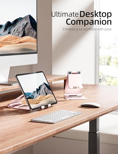 Nulaxy Aluminum Dual Foldable iPad Stand, Fully Adjustable Desktop Tablet Holder, Tablet Accessories for Office Kindle Compatible with Mobile Devices iPad Pro/Air/Mini, iPhone Pro/Max/Plus, Rose Gold - color: C-Rose Gold