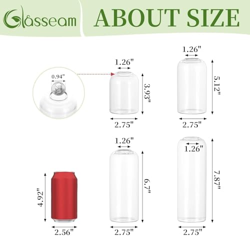 Glasseam Glass Bud Vase for Centerpieces, 4pcs Small Flower Vase Set for Single Rose Bouquet, Modern Minimalis Clear Table Centerpieces for Home Decor Living Room Bathroom Kitchen Wedding Party