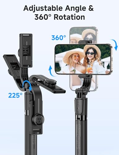 Portable Selfie Stick, 4 in 1 Extendable Phone Tripod Stand with Detachable Wireless Remote & Phone Holder 360° Rotating Mini Travel Tripod Compatible with iPhone 16/15/14/13 Pro/Android/Gopro - style: Black