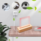 EATAKWARD 4 Pcs 5.9" Wood Rectangle Light Display Pedestal, Wooden Display Base Dimmable Colorful Lights Lamp Stand with USB Cable for Acrylic, Crystal, Night Light (Inner Slot, Square Base) - color: Natural wood color