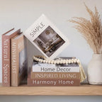 Menkxi 6 Aesthetic Decorative Books Set with Tassel Wood Bead Coffee Table Decor Faux Books with Simple Design for Modern Home Decor Inspired Living Decoration Photo Storage and As a Keepsake Box - style: Simple