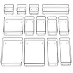 SMARTAKE 13-Piece Drawer Organizer with Non-Slip Silicone Pads, 5-Size Desk Drawer Organizer Trays Storage Tray for Makeup, Jewelries, Utensils in Bedroom Dresser, Office and Kitchen (Clear) - style: 13 PCS
