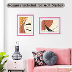 MUYE 10x10 Floating Frame Set of 2,Double Real Glass Square Photo Frame,Display Any Size Photo up to 10x10,Wall Mount or Tabletop Standing,Pink - color: Pink, size: 10x10