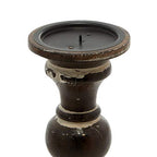 Deco 79 Wood Candle Holder, Set of 3 6', 8', 10'H, Dark Brown