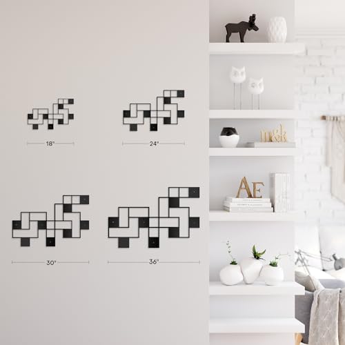 SIGNLEADER Metal Wall Decor Grids Geometric Minimalist Modern Luxury Wall Sculpture Hangings 3D Statue Home Decoration for Living Room, Bedroom, Bathroom, Kitchen, Fireplace, Office - 18" Black - color: Gry31-2405-m31, size: 18" Black