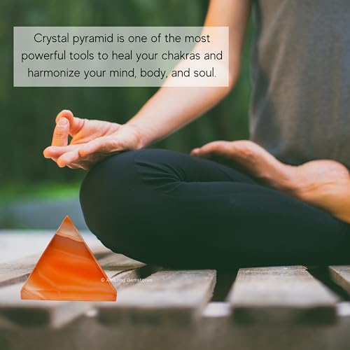 Amazing Gemstone Carnelian Onyx Pyramid Crystal Healing Stones - 2" Great Pyramid Figurine of Natural Stone Pyramid for Meditation, Reiki, Chakra Balancing and Crystal Pyramids Grid - color: Carnelian Onyx