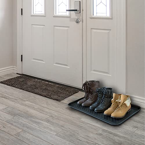 All Weather Boot Tray – Set of 2 Large Water-Resistant Plastic Utility Shoe Mat for Indoor and Outdoor Use in All Seasons by Stalwart (Black) - style: 2-Pack