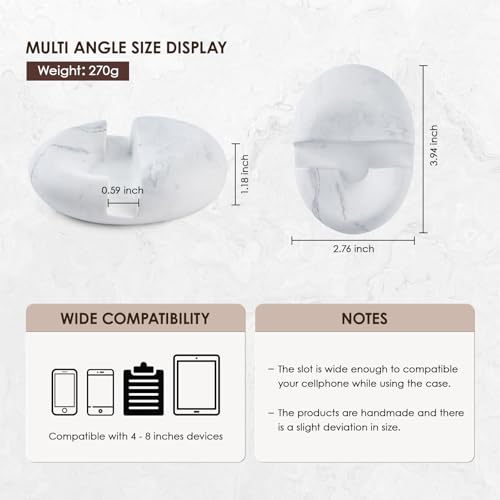 Artificial Marble Cell Phone Stand for Desk Handcraft Pebble Shape Minimalist Decor for Desk Kitchen Counter Office Easy of Use Sturdy and Stable(Milk White) - style: milk white stone