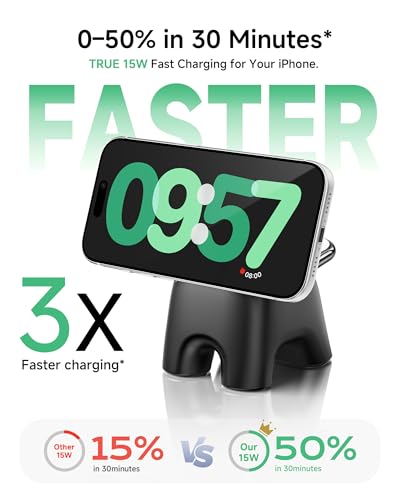 2026 Magnetic Wireless Charging Station, 15W Ultra-Fast Charger Stand for iPhone 17 16 15 14 13 12 Pro Max, 5W for Apple Watch&Airpods, 2-in-1 Foldable Charger for Home/Office/Travel(with 30W Adapter) - color: Black