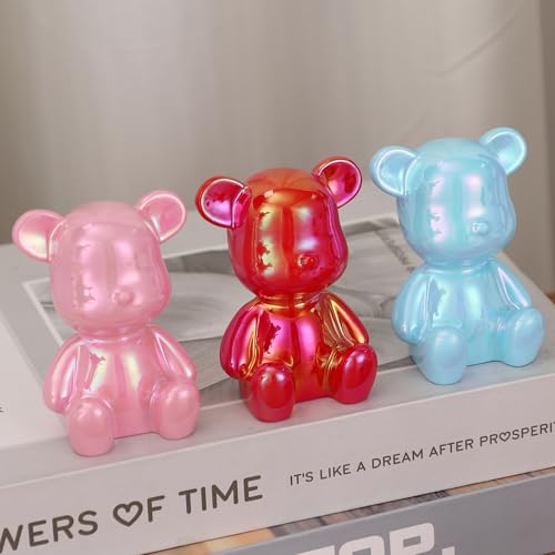 Small Bear Figurines Animal Sculpture Home Décor for Living Room Bedroom Office Statues Desktop Cabinets Tabletop Decor for Women Mom Birthday Gift(Red3 Combinations) - color: Red 3 Combinations