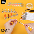 FANDAMEI Nail Art Tools, Nail Brush, 15 PCS Nail Art Brushes, 5 PCS Nail Dotting Tool, Nail Stand, Nail Holder For Painting Nails, Nail Tools, Nail Design Tools, White - color: White