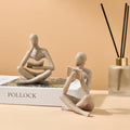 2 Pcs Home Decor Sandstone Reading Thinker Statue Modern Figurines Abstract Aesthetic Sculpture Thinker Statuettes of Resin for Home Decoration Living Room Office Bookshelf Shelf Table