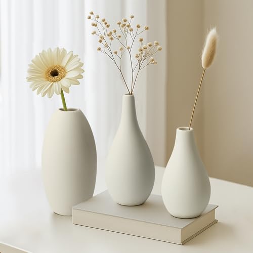 BEAHOT Ceramic Vases Set of 3, Modern Decorative Flower Vases for Living Room - size: 3 set