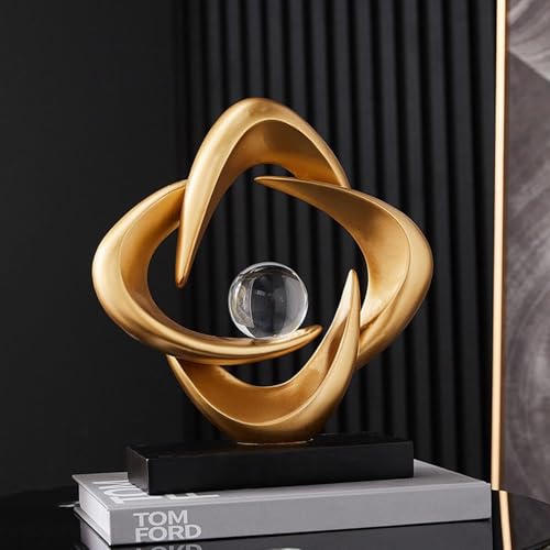 Cool Stuff to Put on Shelves Modern Abstract Sculpture Decoration, White Resin Tabletop Decorative Item Room Decor Aesthetic(Gold a) - color: Gold a