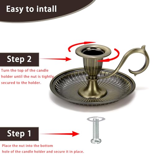 Candle Holder Candlestick Holders,2Pcs Taper Candle Holders Vintage Candlestick Holders with Handle for Party Wedding Home Decor