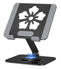 Tablet Stand for iPad, 360° Rotating Aluminum Foldable Holder – Adjustable Desk Stand | Fits iPad Pro 12.9/11,Samsung Galaxy Tab – Portable for Home, Office & Travel,Black - color: Black