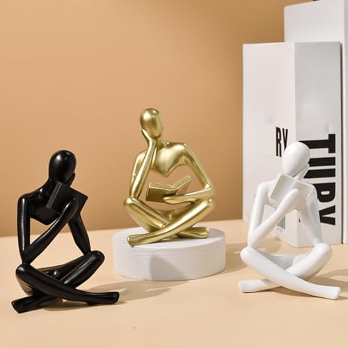 Style-A Beige, Creative Abstract Thinker Bookend for Home Aesthetic, Study, and Wine Cabinet – Stylish Shelf Decor Accent and Thoughtful Gift for Living Room, Bar, or Coffee Shop - color: Reader-beige-a