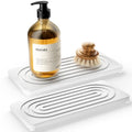 Water Absorbing Stone Tray, Quick Drying Diatomite Bathroom Tray Countertop, Stone Drying Mat for Kitchen Counter, Soap Dish Dispenser Vanity Organizer, White-A-8.3" x 4" - color: White A