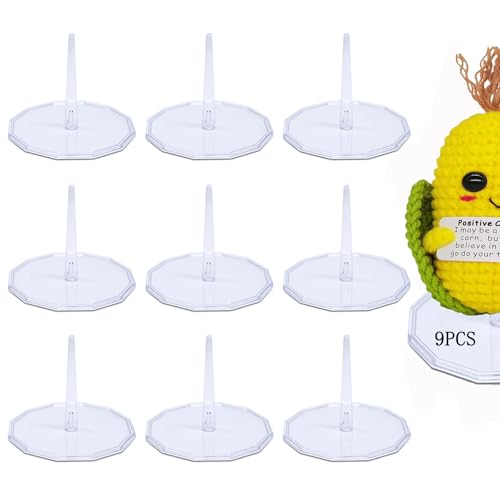 9Pcs Crochet Doll Stand,Emotional Support Pickle Base,Mini Crochet Animals Doll Display Stands,Transparent Support Holder for Crochet Amigurumi,Home Decorative Showcase Holder(dodecagon) - color: decagon