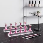 Nail Stands Acrylic Nail Art,Press on Nail Stand Magnetic Nail Tips Practice Holder 54 Pcs Reusable Adhesive Putty for DIY Painting(Pink - color: Pink