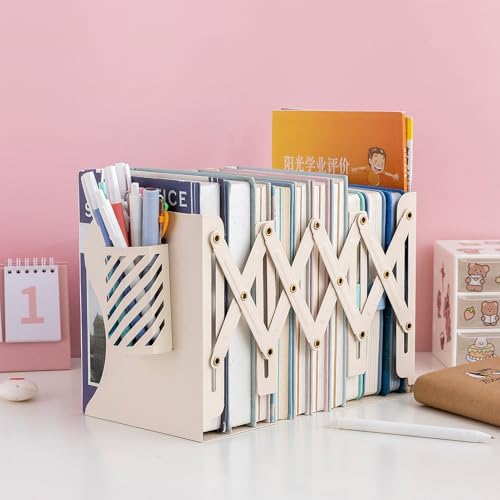 Adjustable Book Ends for Heavy Books, Metal Expandable Bookends for Shelves, Book Organizer Stopper Holder for Desk, Kids Room, Classroom, Office, Library (Beige) - color: Beige