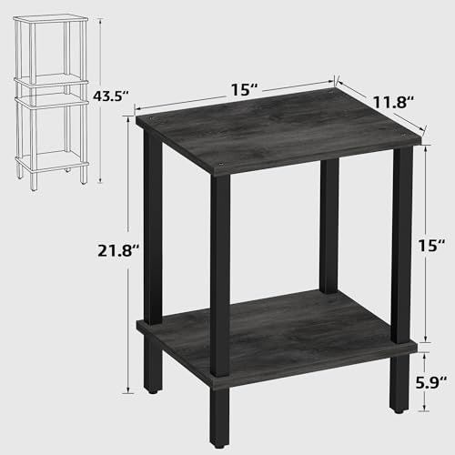 TUTOTAK End Table, Side Table, Nightstand, 2-Tier Storage Shelf, Sofa Table for Small Space, Living Room, Bed Room, Charcoal Grey TB01BY034 - color: Charcoal Grey