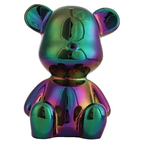 Small Bear Figurines Animal Sculpture Home Décor for Living Room Bedroom Office Statues Desktop Cabinets Tabletop Decor for Women Mom Birthday Gift(Green) - color: Green