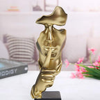 Asng Creative Abstract Men Figurine Sculptures, Keep Silence Statue, Thinker Statue, Office Home Decor (Gold)