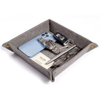 CoBak Leather Valet Tray for Men, Premium PU Leather Catch-All Tray for Entryway Table Key, Phone, Wallet, Coins & Jewelry, Bedside Nightstand Desk-top Catchall (Gray) - color: Gray