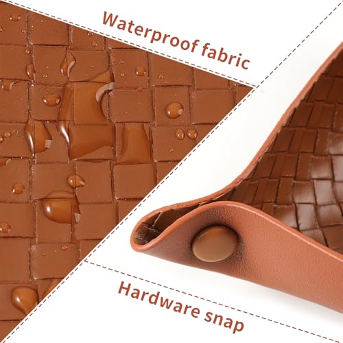 KINIVA PU Leather Jewelry Valet Tray for Men Women,Small Key Bowl for Entryway Table,Portable Travel Catchall Dice Tray (Square-Brown-2pcs) - style: Square-Brown-2pcs