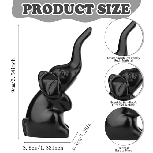 DUQGUHO Mini Black Elephant Gifts for Women, Modern Style Small Animal Statue, 2PCS Elephant Decor for Desk Shelves 3.5Inch - color: Black