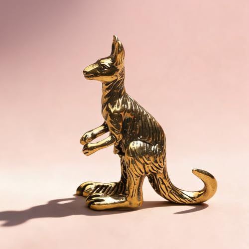 Vintage Mini Kangaroo Brass Figurine Cute 3D Aminal Statues for Home Office Table Desk Mantle Decor Tea Pet Decoration Funny Gifts for Women Men Friend (HTBJ3598) - color: Fdjlcs3598