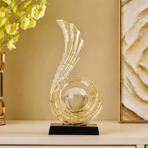 Modern Abstract Art Sculpture, Gold Entryway Table Accents, Resin Statue–Crafted Decor for Living Room, Office & Coffee Table Accents (Gold Foil) - color: Gold Foil