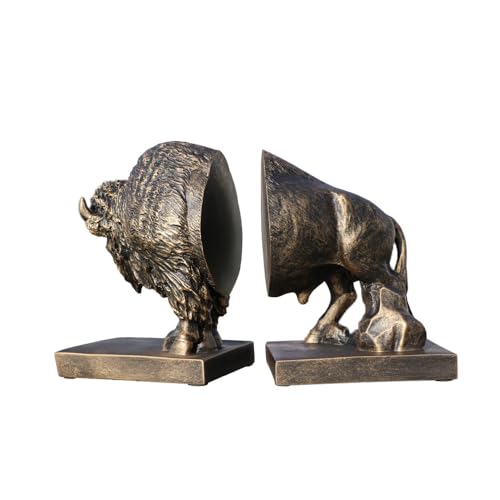 Bellotto Set of 2 Polyresin Buffalo Bookend,Art bookend, Homedecor for Kids, Office Decor (Copper), FZ21004-C