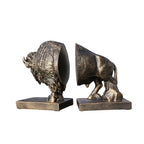 Bellotto Set of 2 Polyresin Buffalo Bookend,Art bookend, Homedecor for Kids, Office Decor (Copper), FZ21004-C