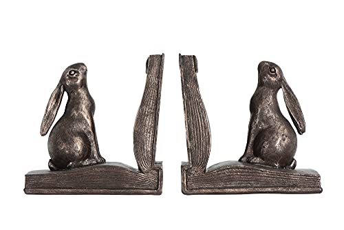 Creative Co-Op Bunny Rabbit Bookends, Set of 2, Bronze Finish - color: Bronze Finish