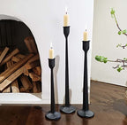 Iron Taper Candle Holder - Decorative Candle Stand - Candlestick Holder for Wedding, Dinning, Party, Set 3 (Black)