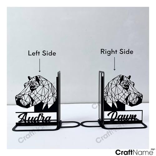 Craftnameisgn Custom Geometric Hippo Metal Bookends for Shelves Decorative, Hippo Book Ends Metal Art for Home Office, Book Stopper for Heavy Books, Hippo Book Shelf Holder - color: Design 09