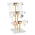 3-Tier Necklace Holder Bracelet Holder, Gold Acrylic Jewelry Display Stand Crystal T Bar Jewelry Organizer Gift for Women - style: 3-Tier 1pc