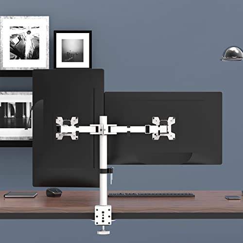 Mount Stand Fits 2 Screens up to 27 inch, 22 lbs. Weight Capacity per Arm (M002-W), White - color: White, size: Dual
