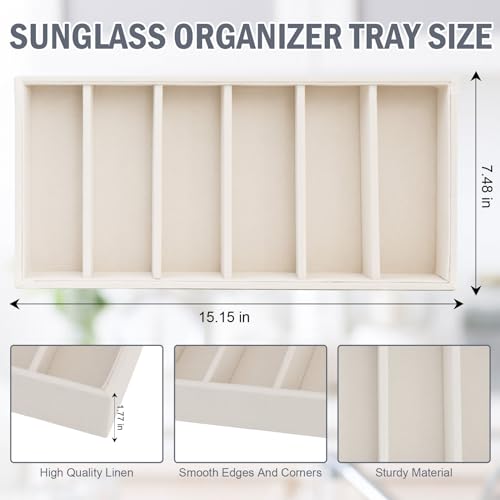 3 Pack Glasses Organizer Tray Sunglasses Drawer Organizer, Glasses Drawer Storage Sunglasses Holder Sunglass Display Velvet Tray for Jewelry Display Watch