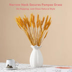 White Ceramic Vase with Ruffled Rim & Scalloped Texture - 8.5" Unique Flower Vase for Pampas Grass & Centerpieces, Decorative Boho/Farmhouse Vase for Living Room, Office Desk & Gift for Her/Yourself